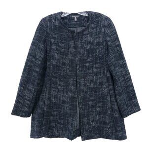 EILEEN FISHER Open Front Textured Longline Jacket Cotton Tencel Size LARGE